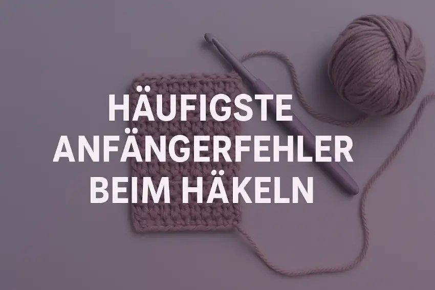 Textgrafik „Häufigste Anfängerfehler beim Häkeln“.