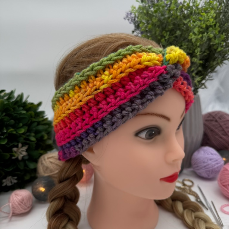 Handgefertigtes Häkel-Stirnband | Twist Haarband | Ohrwärmer Frühling & Herbst – Bild 2