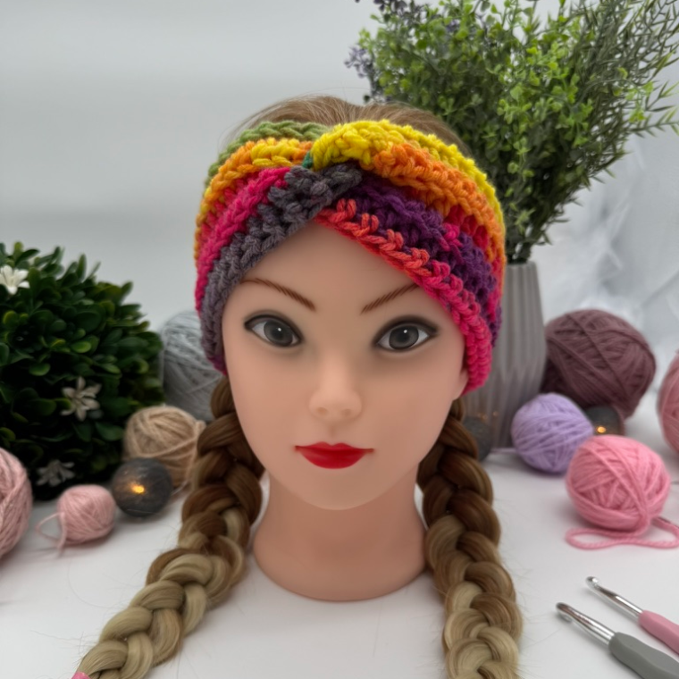 Handgefertigtes Häkel-Stirnband | Twist Haarband | Ohrwärmer Frühling & Herbst