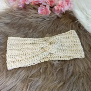 Gehäkeltes Stirnband aus Baumwolle mit Twist – handgemachtes Stirnband